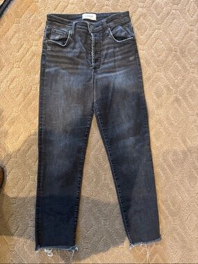 Evereve Straight Leg Jeans in Washed Black